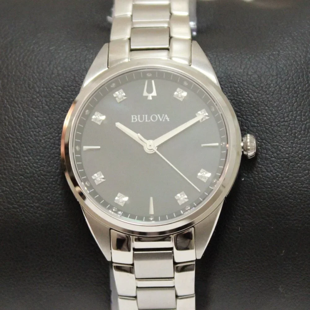 Bulova Sutton Ladies Watch Diamond Indices Black Mother Of Pearl Dial 33mm - Picture 6 of 13